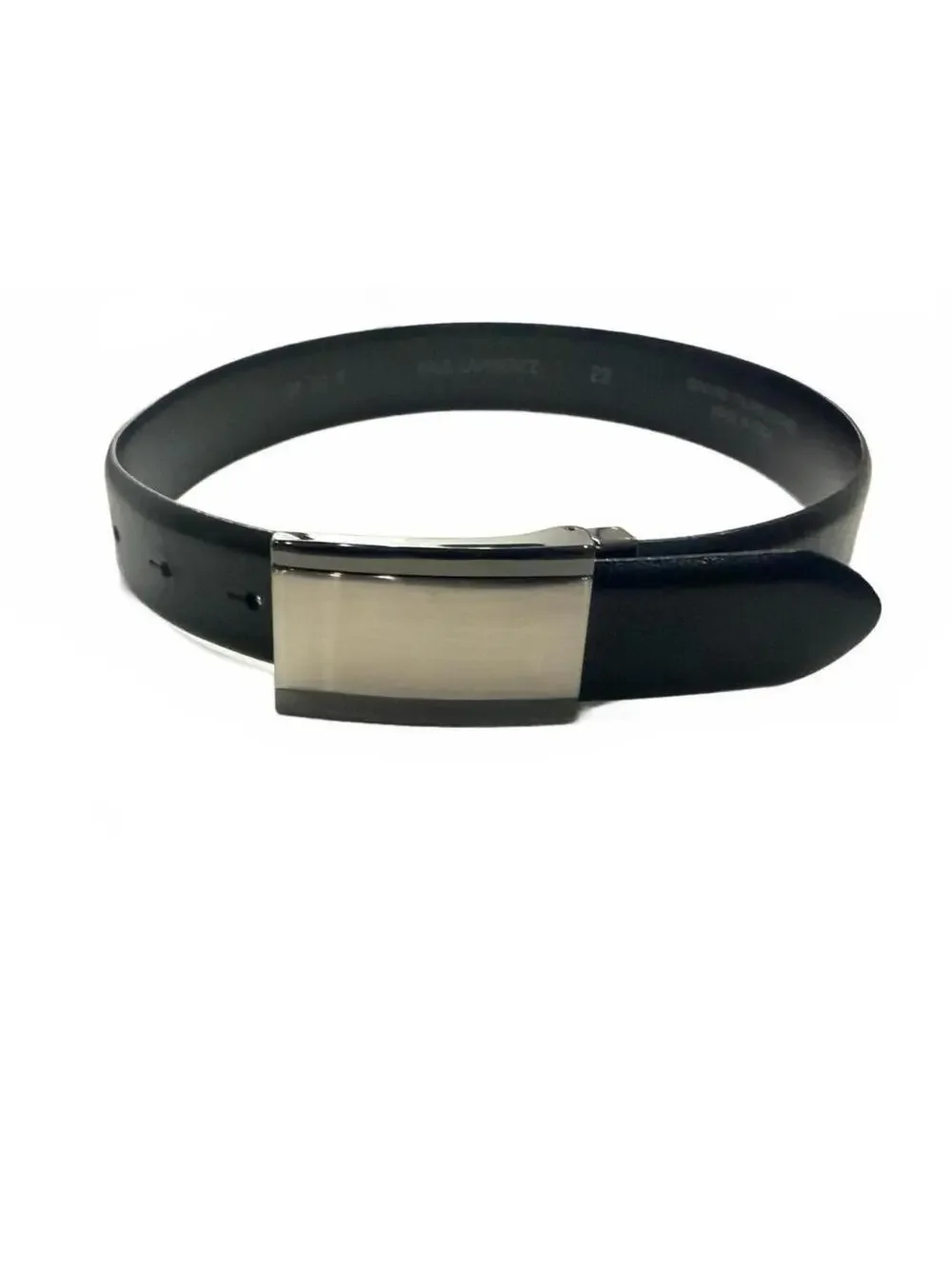 Paul Lawrence Boys Black Italian Leather Belt Silver‎ Plaque Buckle Size 4-6